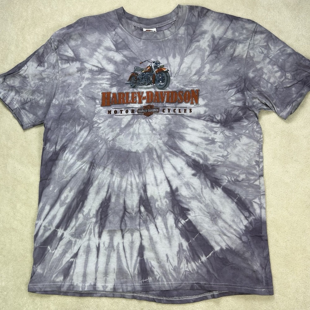 Harley Davidson Motorcycles TShirt Men's XXL Tie Dye Graphic Indiana
